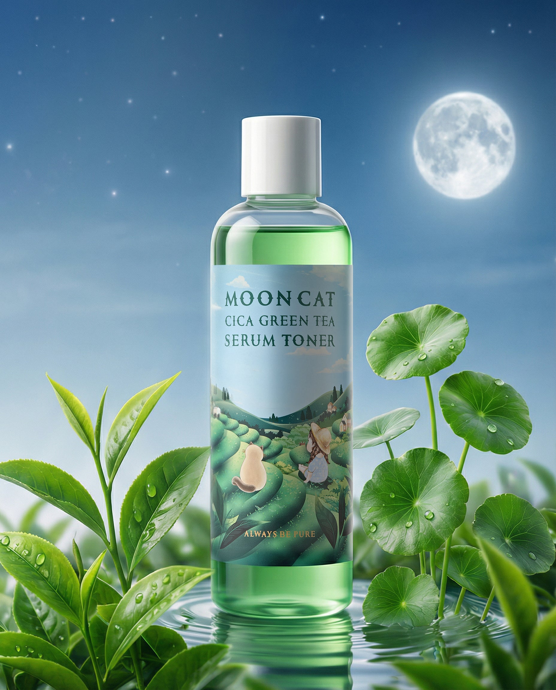 Moon Cat Cica Green Tea Serum Toner 300ml (10.14oz)