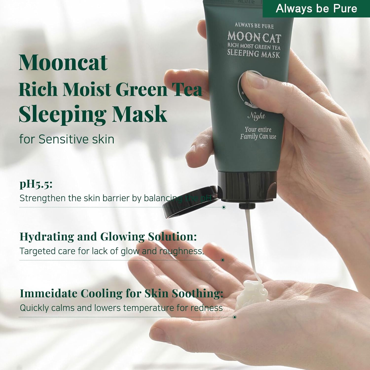 Mooncat Rich Moist Green Tea Sleeping Mask 75ml (2.53oz)