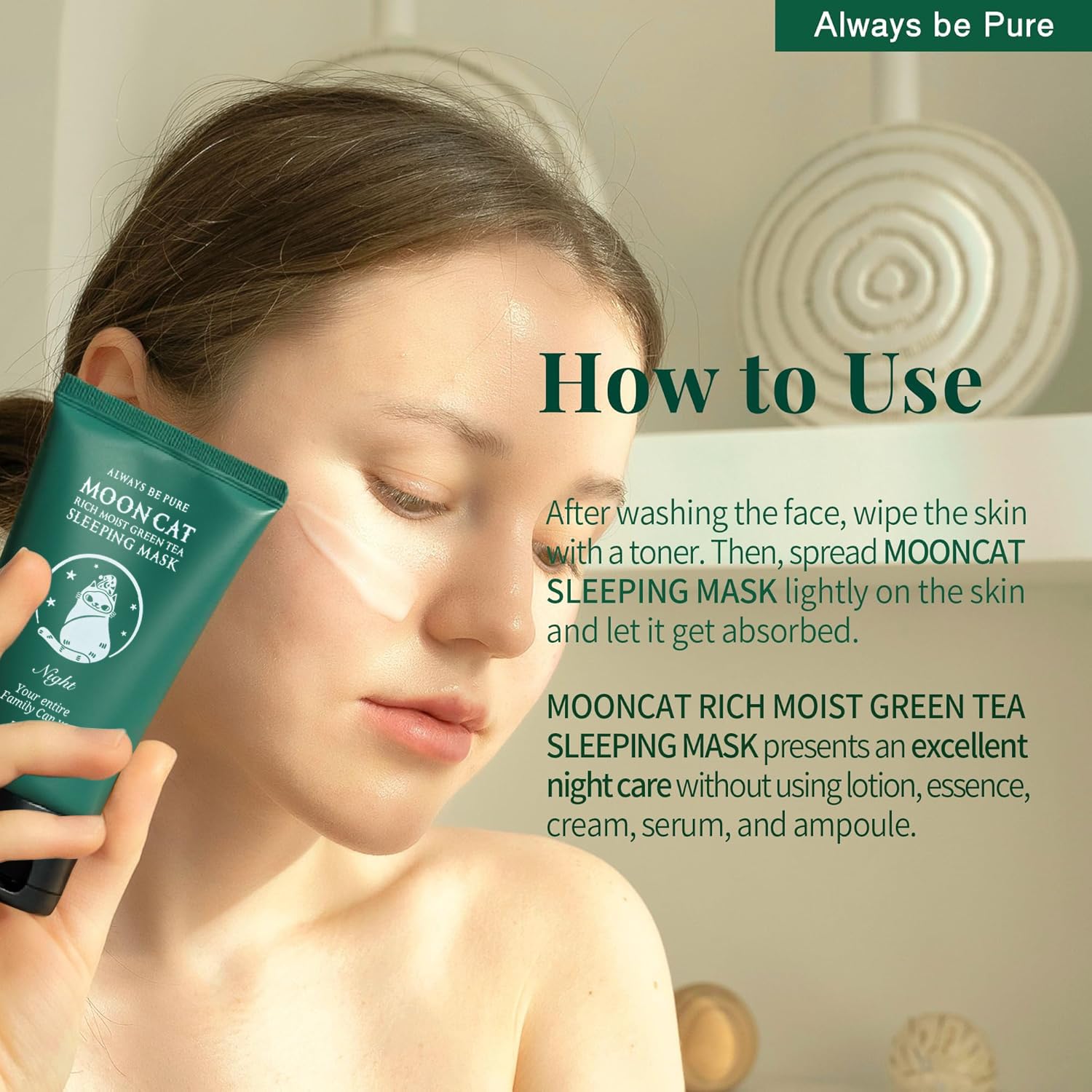 Mooncat Rich Moist Green Tea Sleeping Mask 75ml (2.53oz)