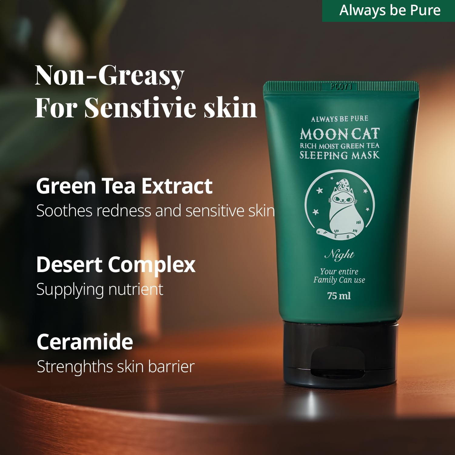 Mooncat Rich Moist Green Tea Sleeping Mask 75ml (2.53oz)